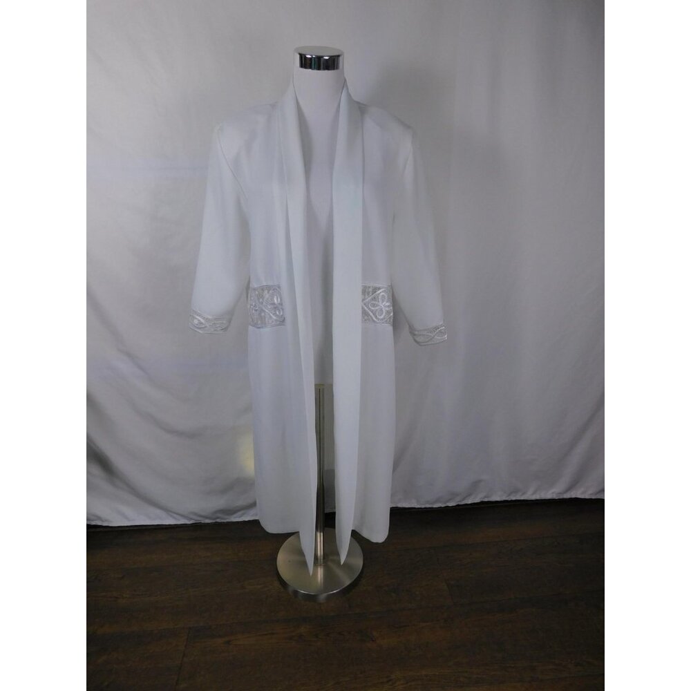 Positive Influence Duster Jacket Womens 10 Sheer Embroidered Open Front Made USA